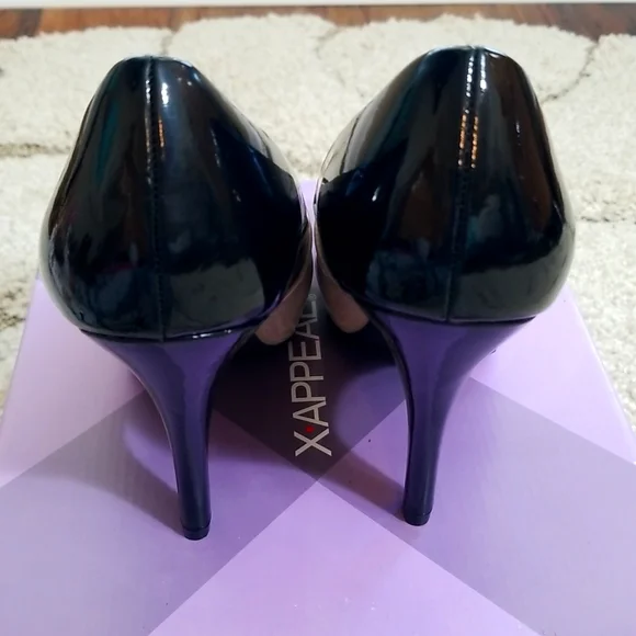 Black/nude retro style stiletto 7.5 - Picture 3 of 9